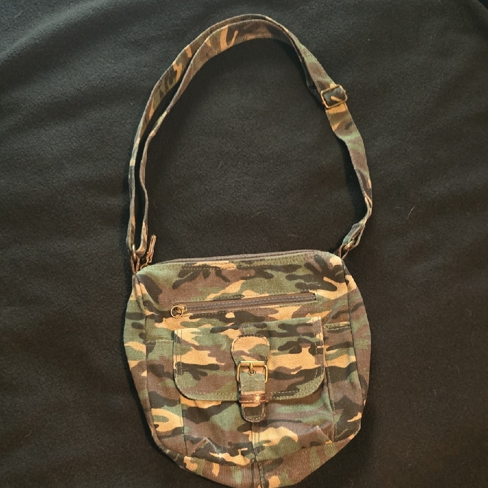 Camouflage Green and Brown Messenger Bag with Tactical Style